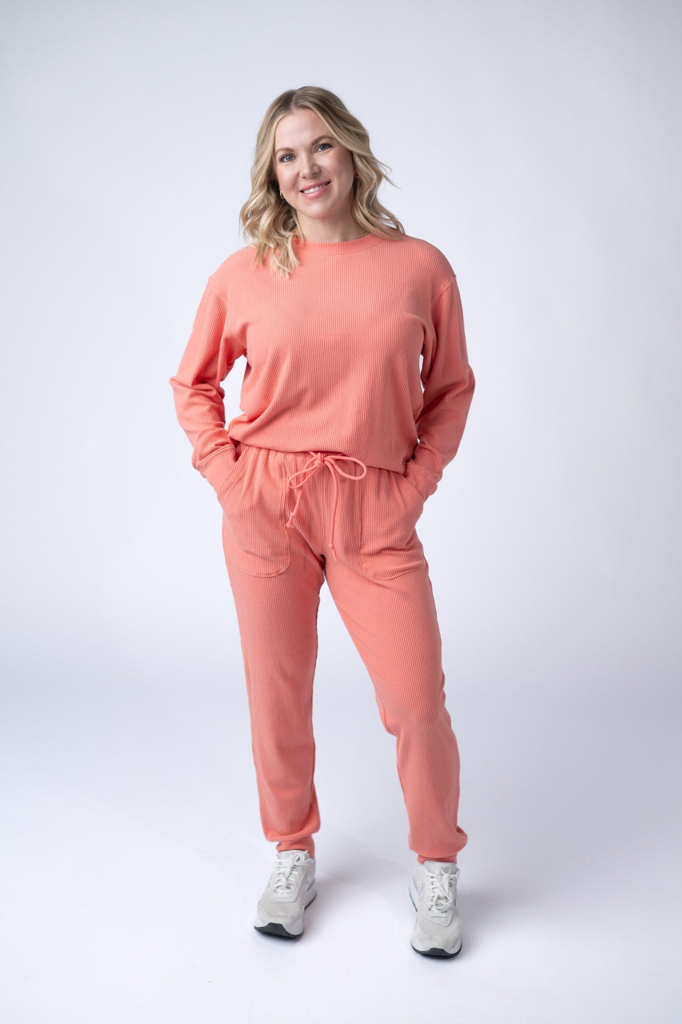 Corrine Ribbed Pullover Top - Coral