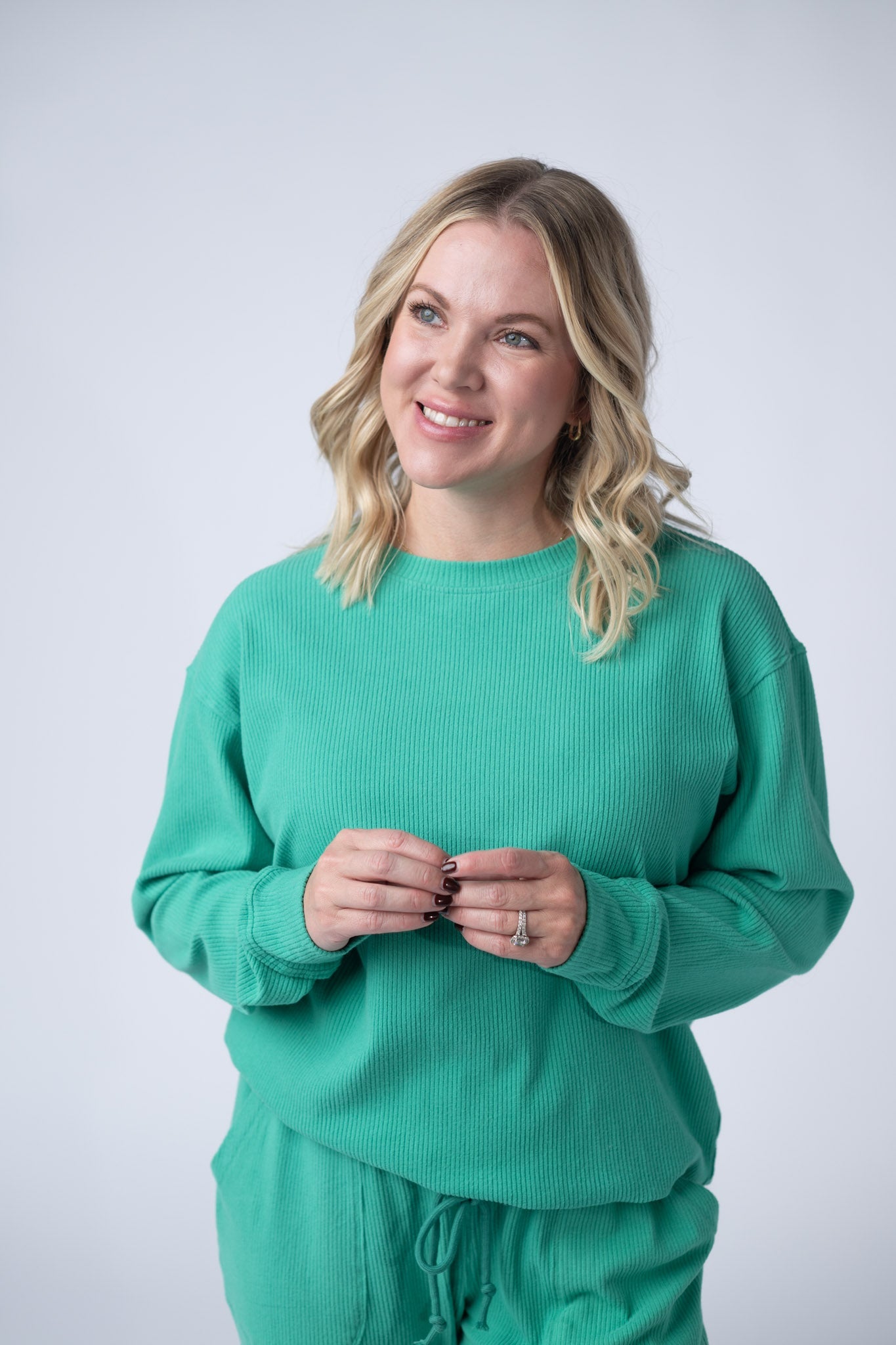 Corrine Ribbed Pullover Top - Emerald