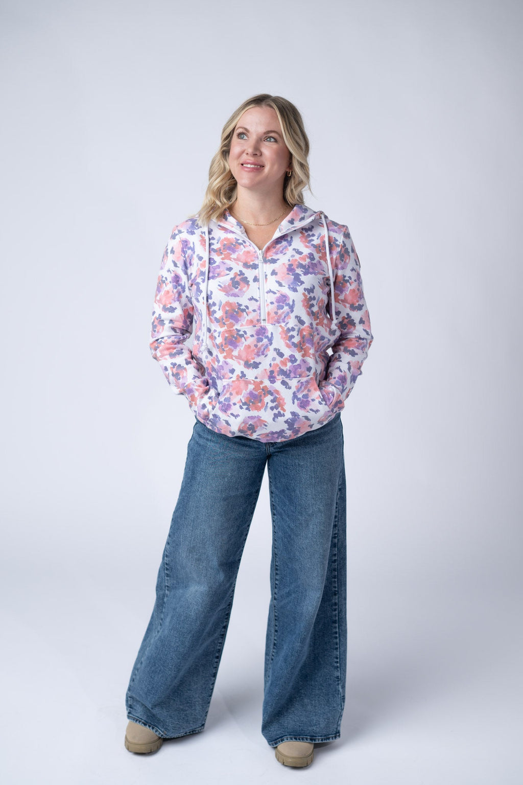 SALE! HalfZip Hoodie - Purple Abstract