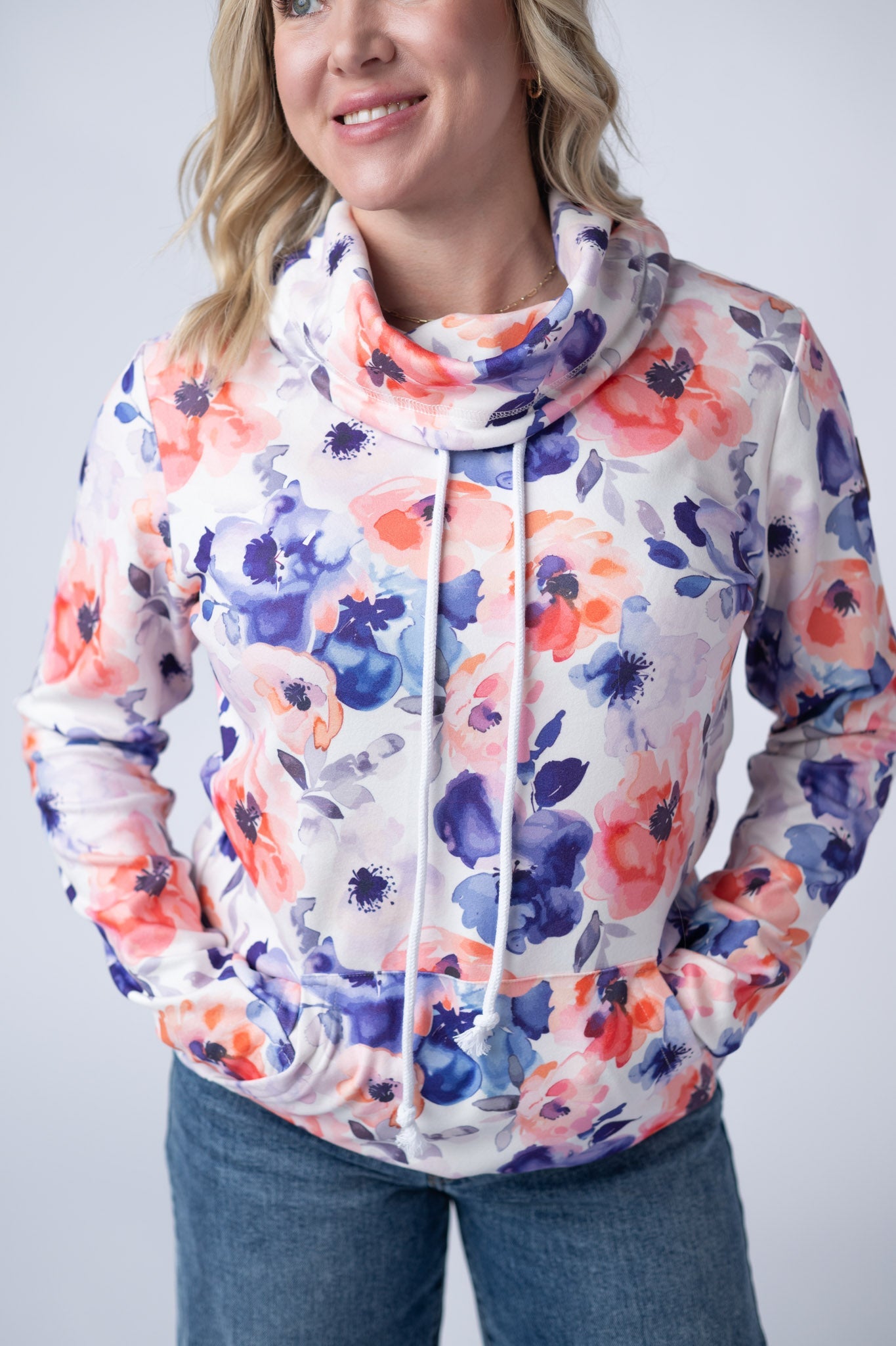 Soft Funnel Neck - Sunset Watercolor Floral