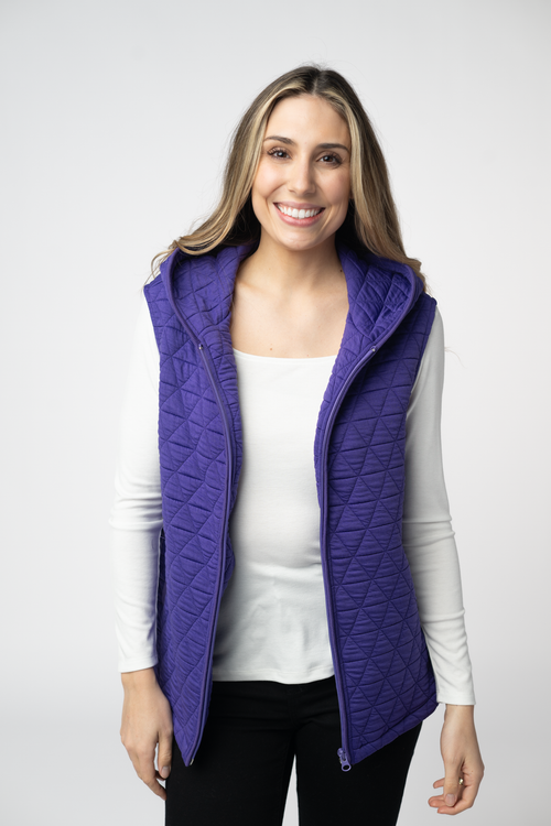 Heather Geometric Hooded Vest - Purple