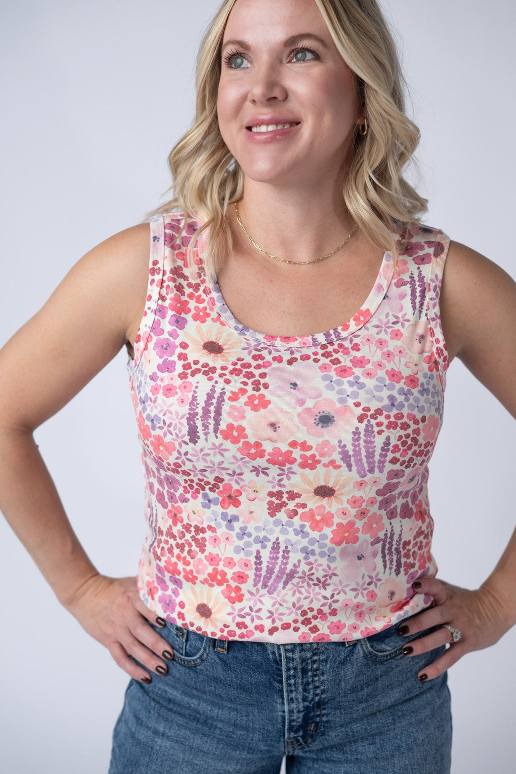 Ava Tank - Coral Sunset Floral