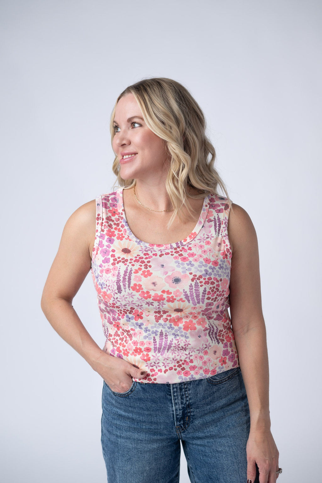 Ava Tank - Coral Sunset Floral