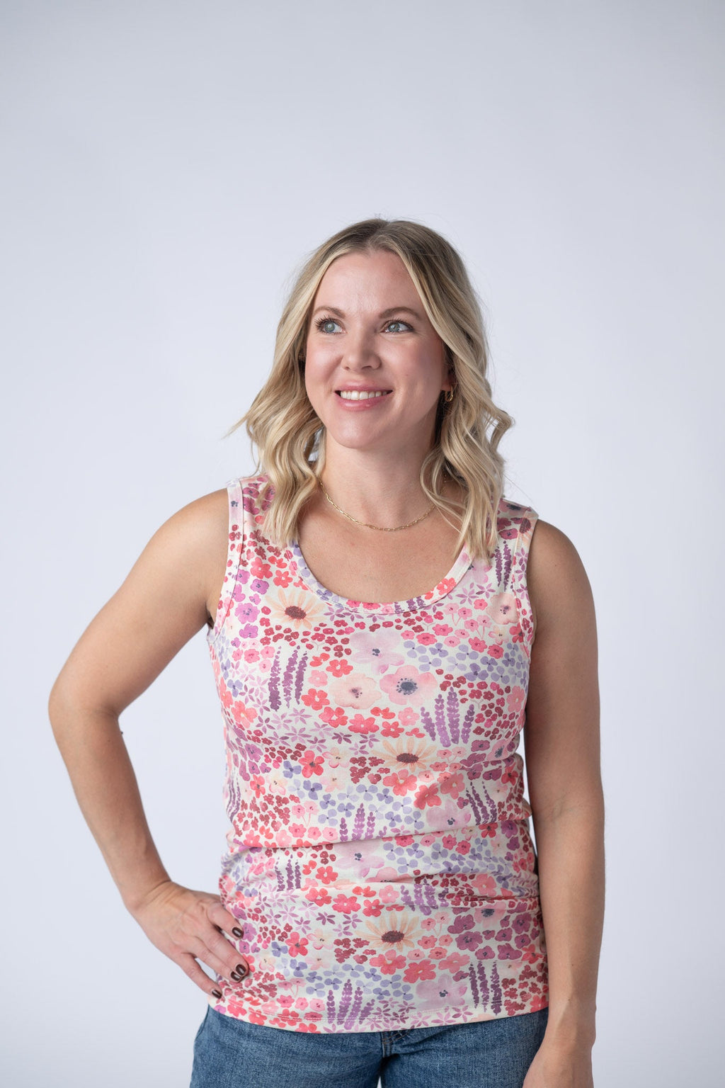 Ava Tank - Coral Sunset Floral