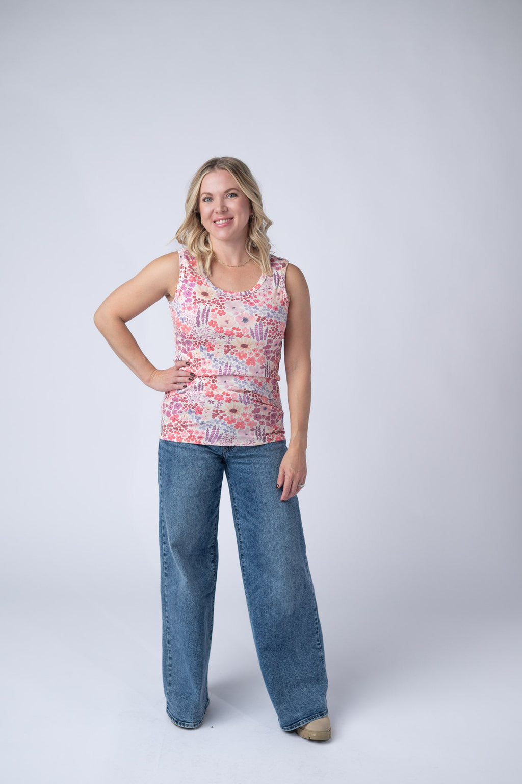 Ava Tank - Coral Sunset Floral