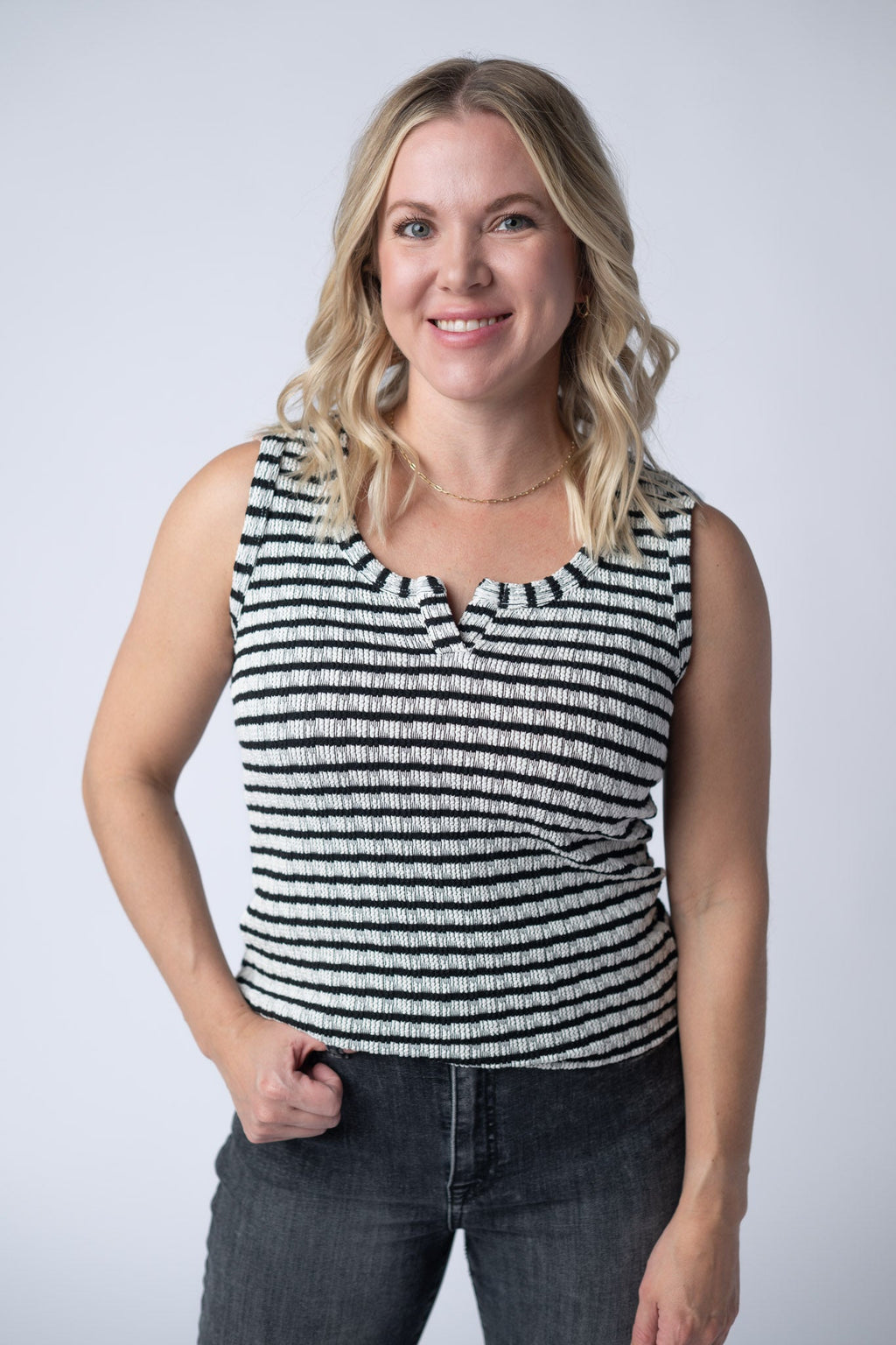 Stella Striped Tank - Black