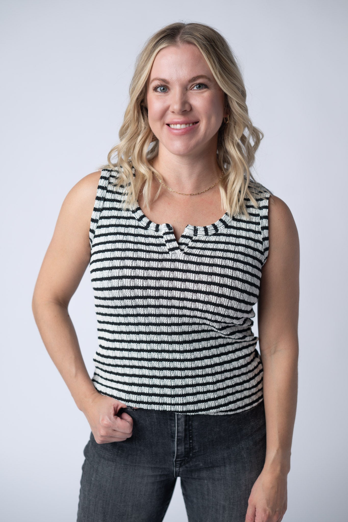 Stella Striped Tank - Black