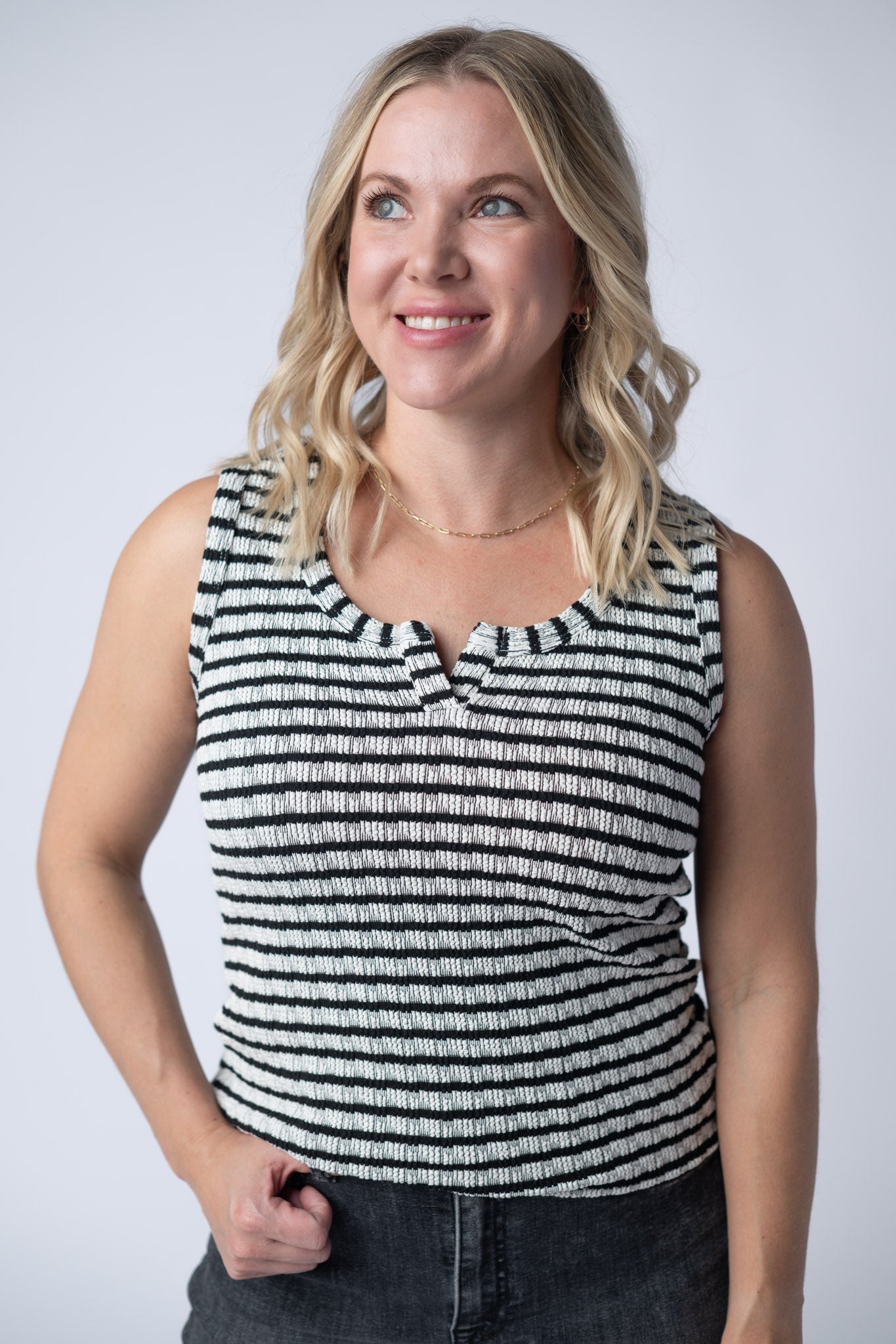 Stella Striped Tank - Black