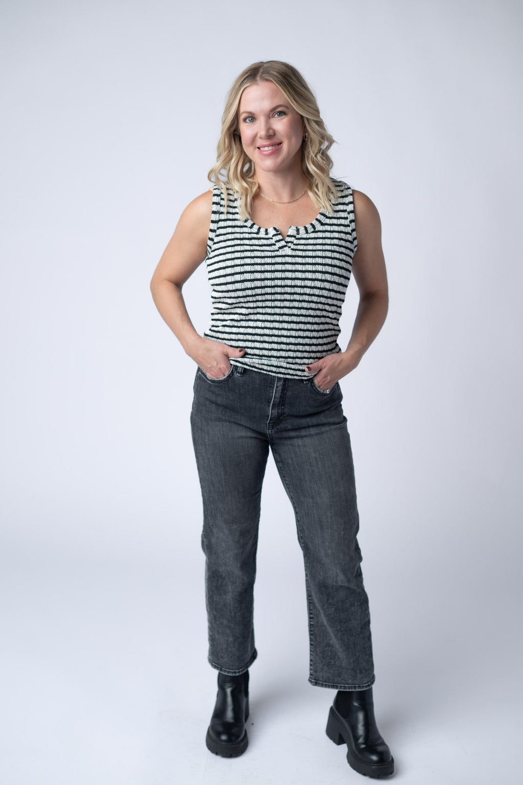 Stella Striped Tank - Black