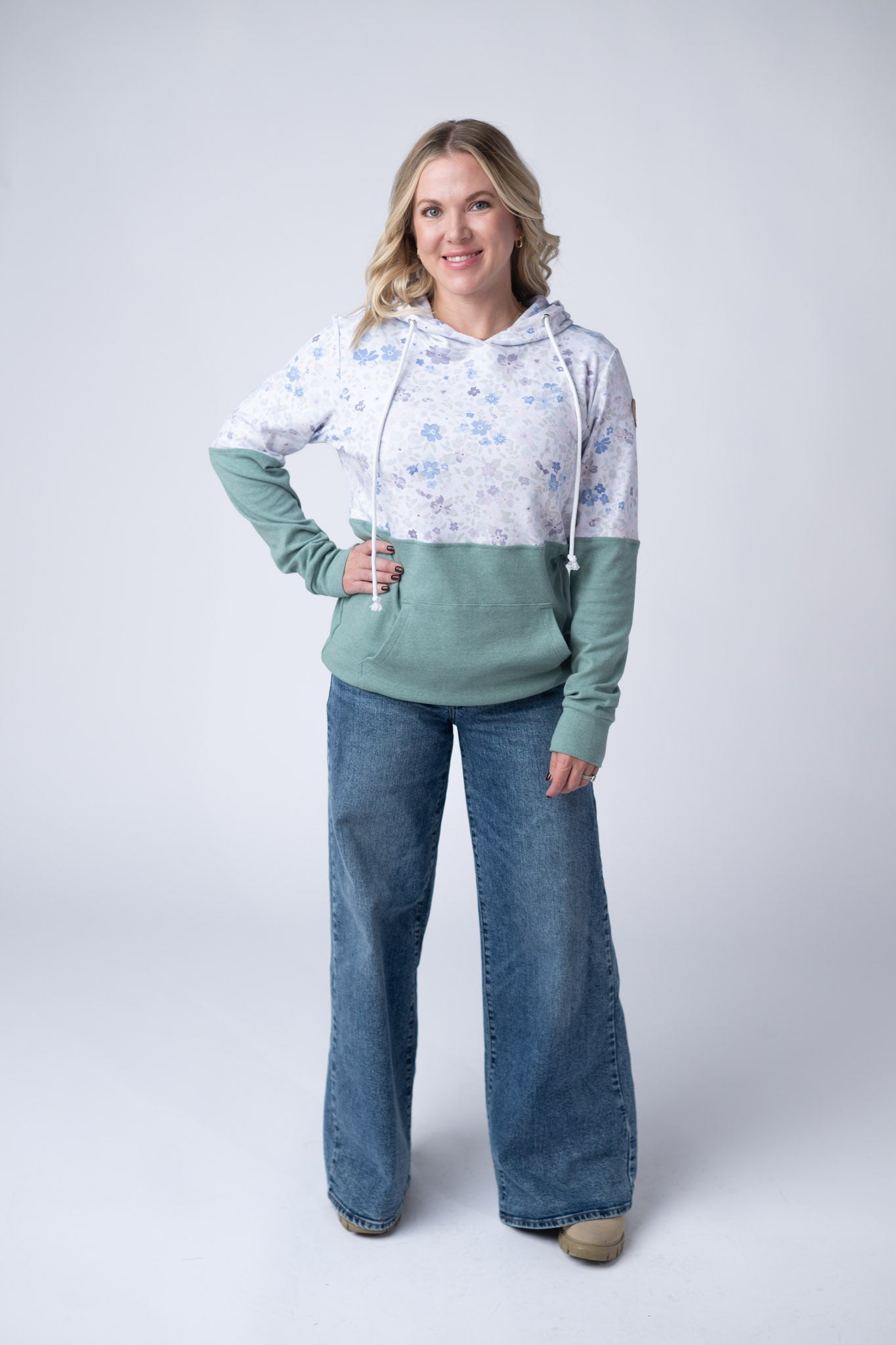 Hailey Pullover Hoodie - Spring Meadows and Sage