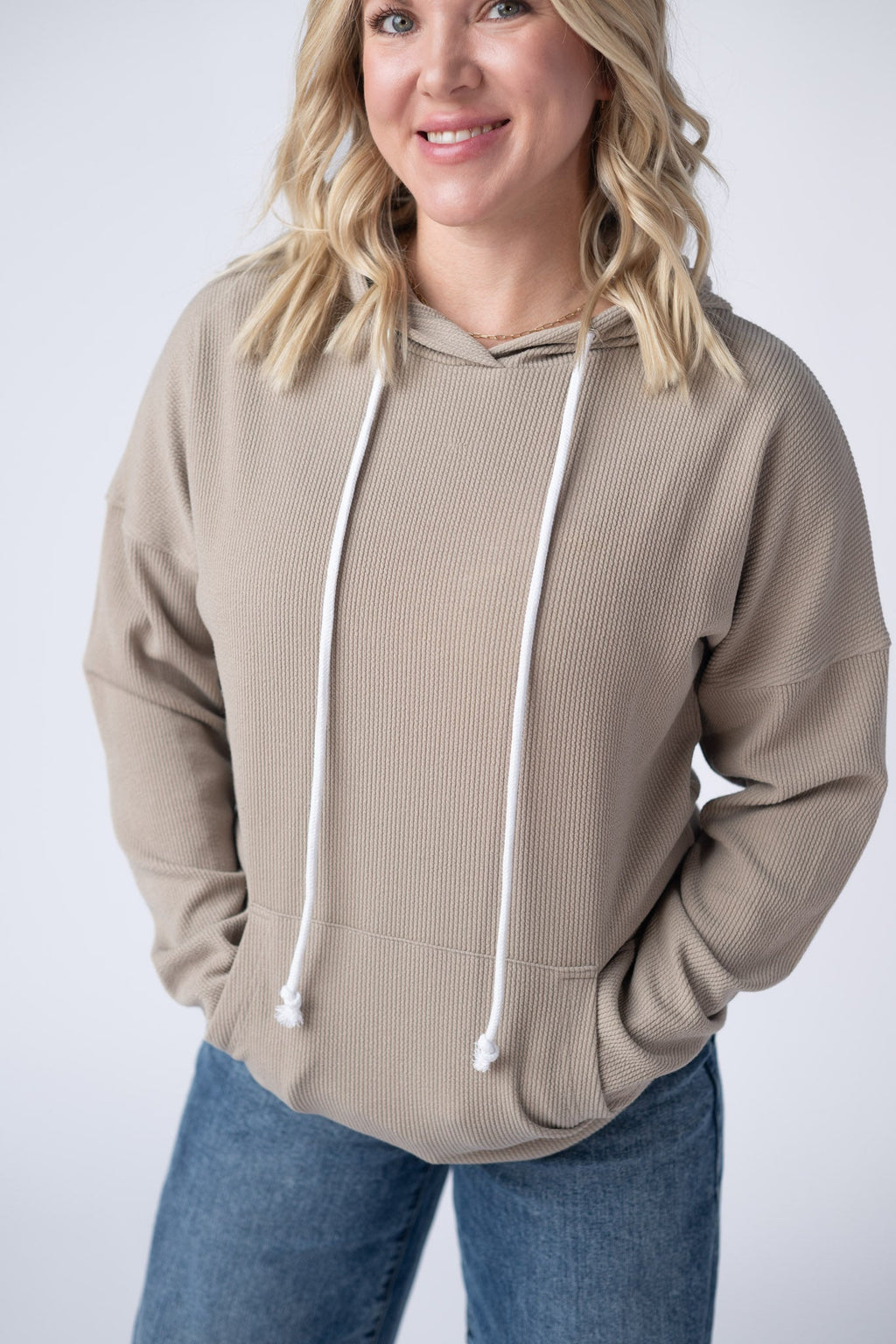 Kacey Ribbed Hoodie - Mocha