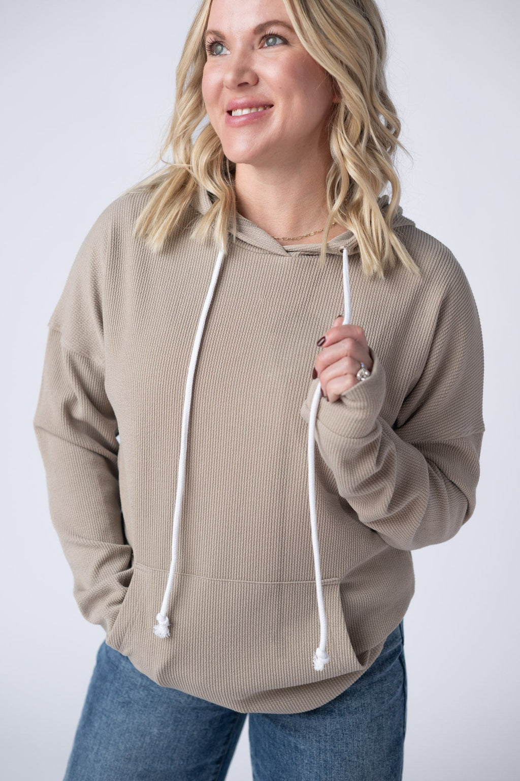 Kacey Ribbed Hoodie - Mocha