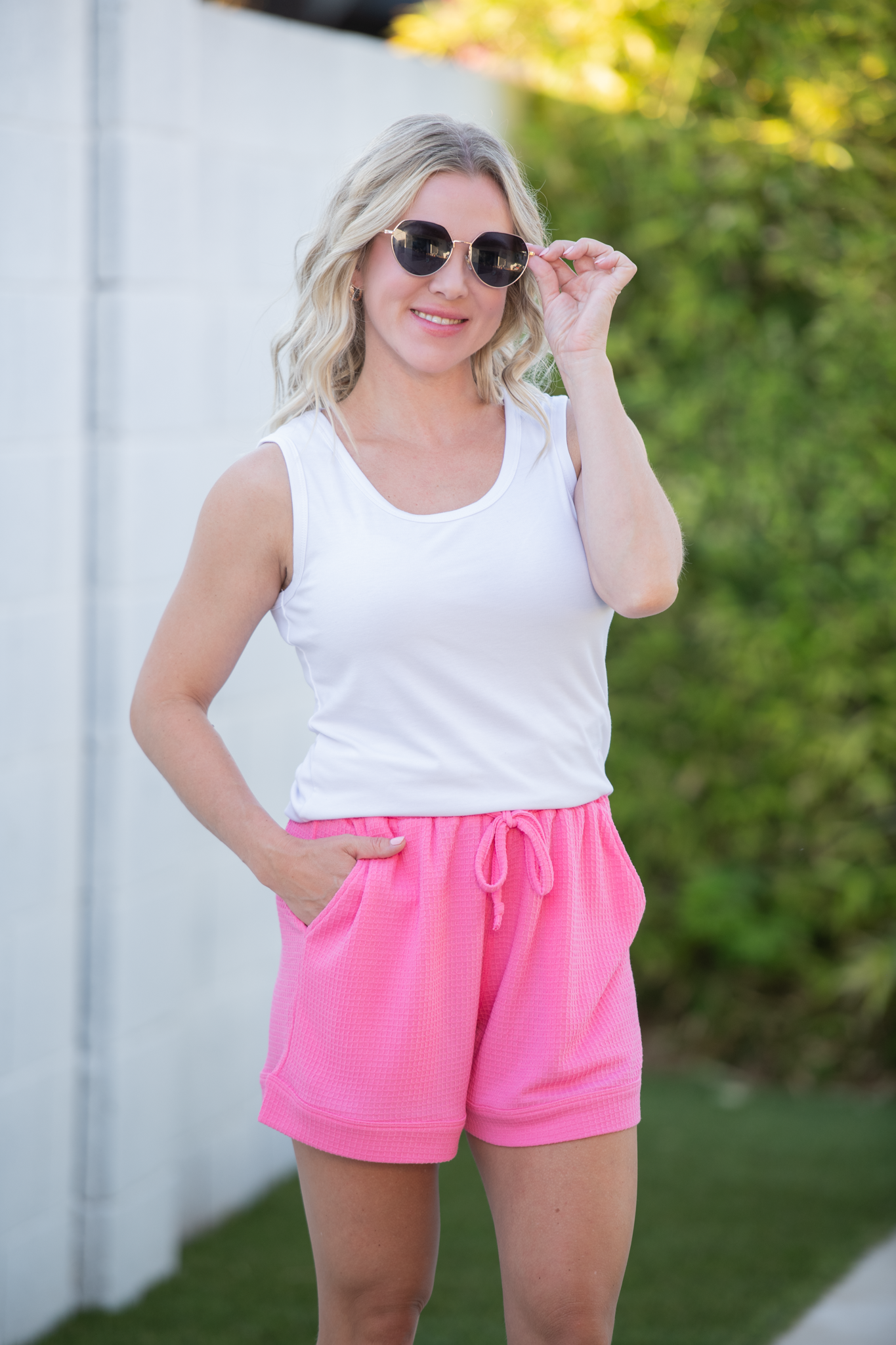 Weslie Waffle Shorts - Pink