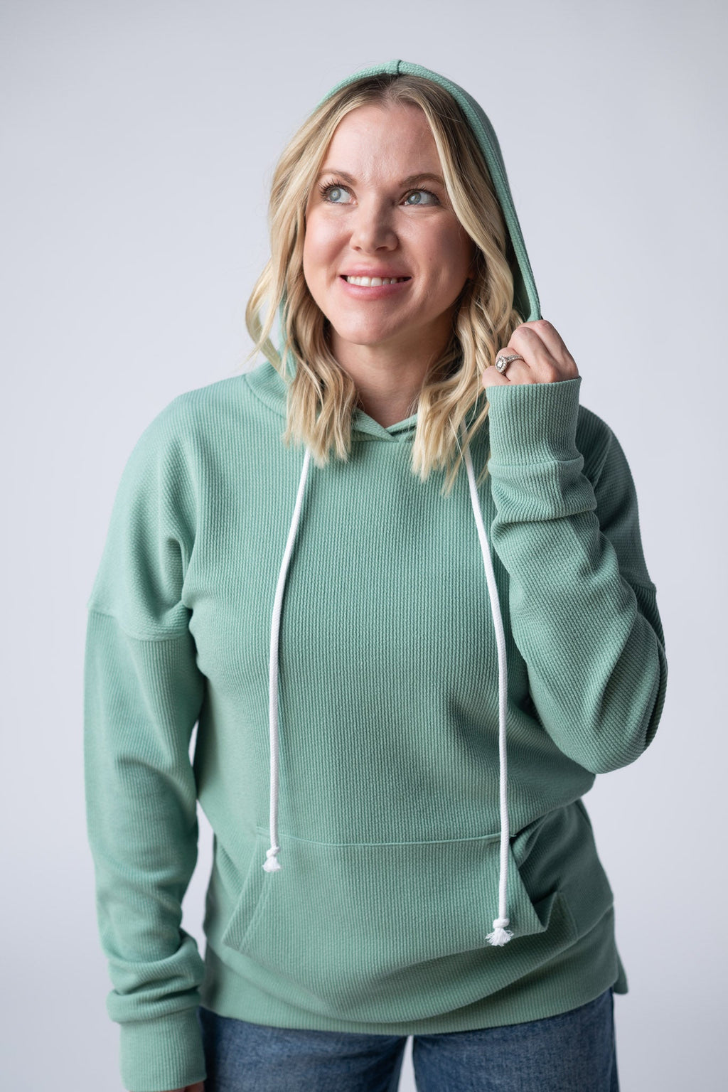 Kacey Ribbed Hoodie - Sage