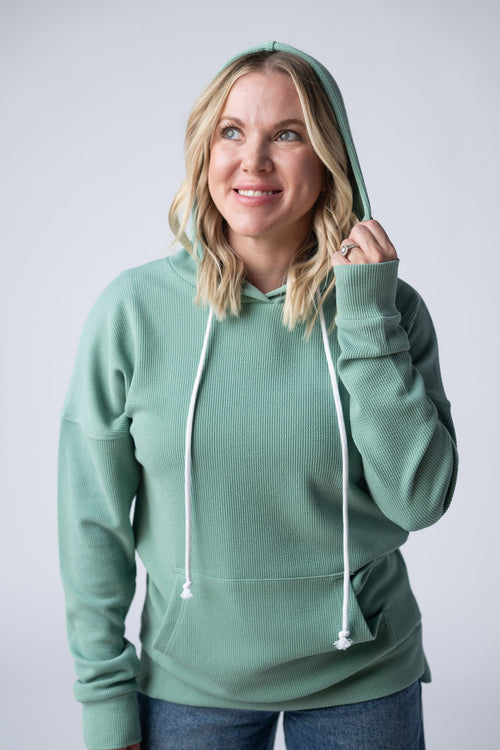 Kacey Ribbed Hoodie - Sage