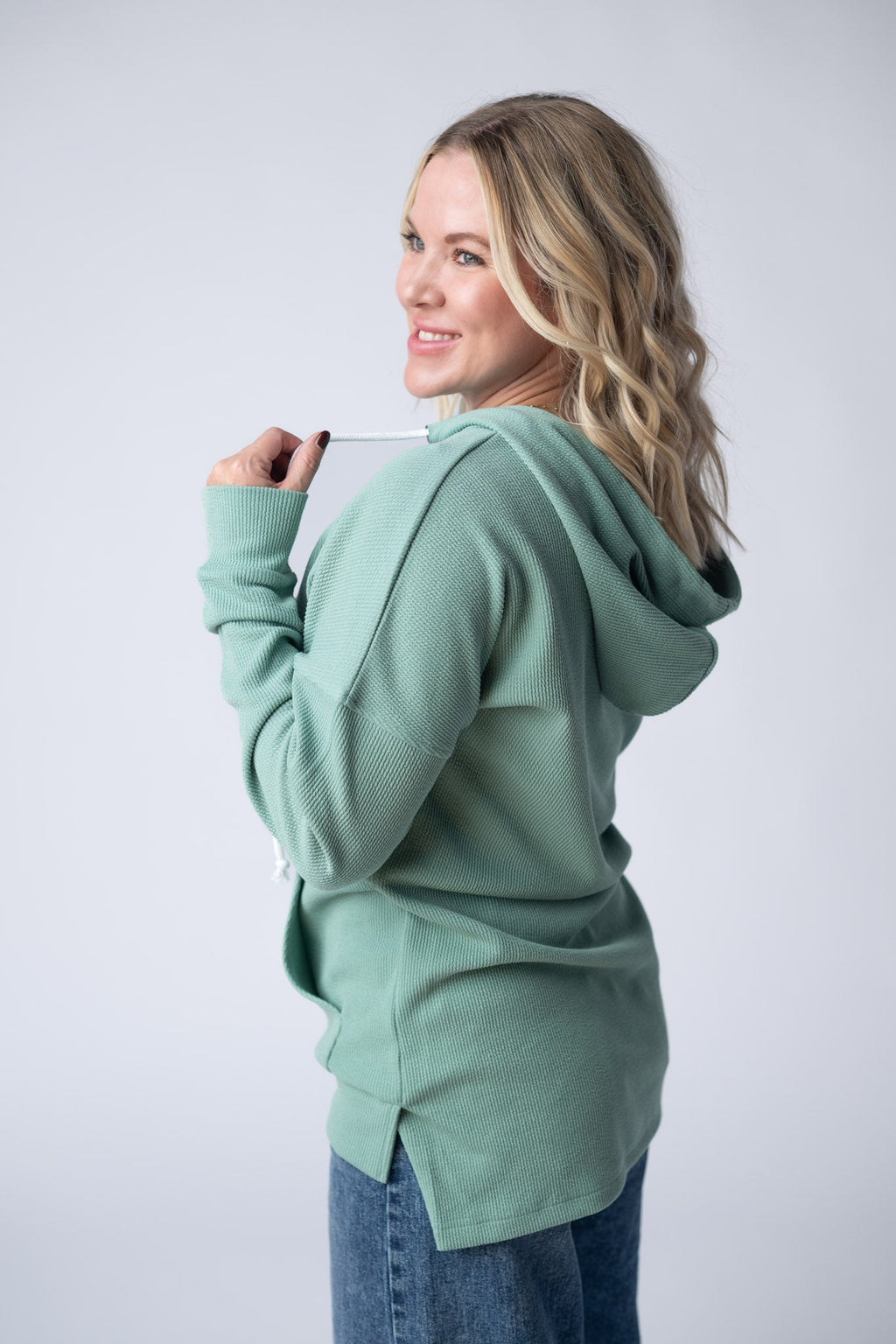 Kacey Ribbed Hoodie - Sage