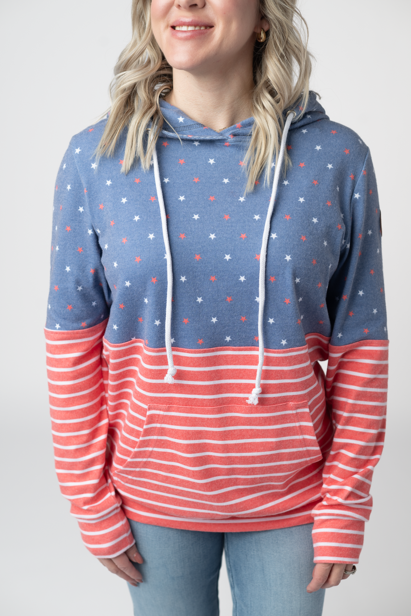 Hailey Pullover Hoodie - Faded Navy Freedom Stars and Stripes