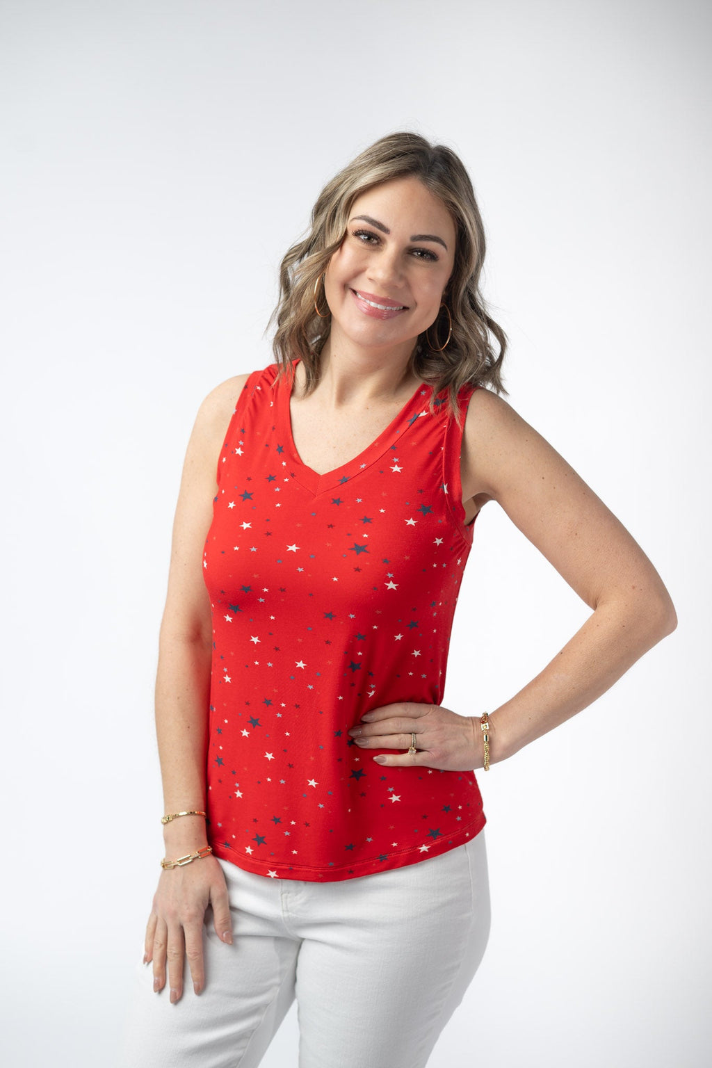 Noelle Tank - Red Liberty Stars