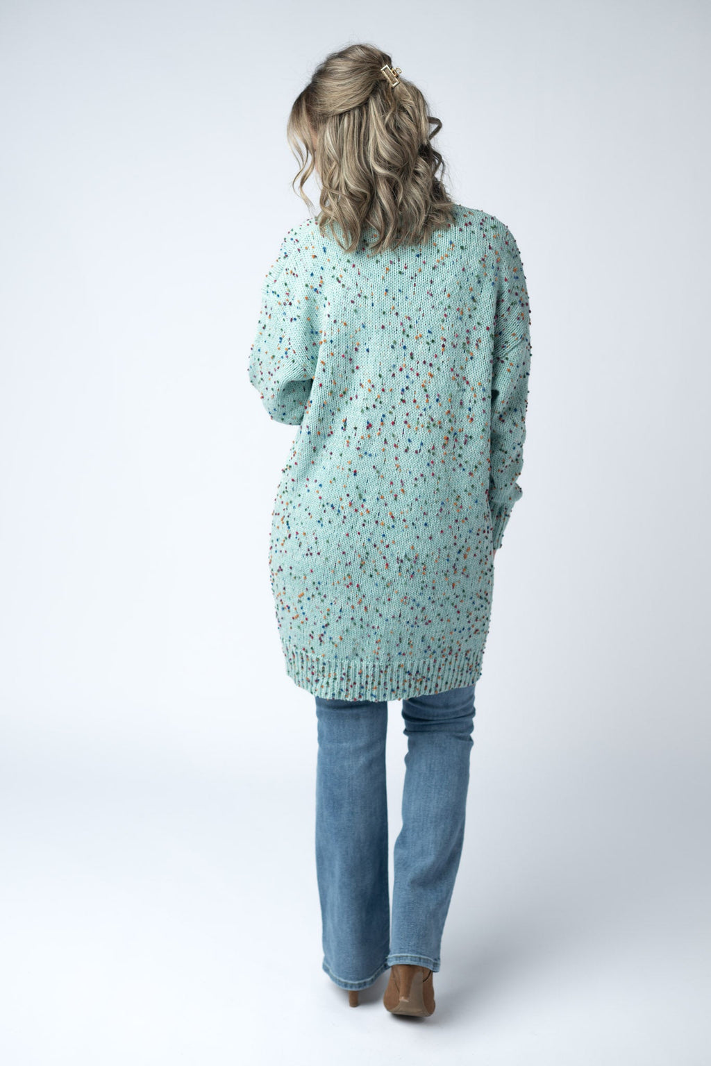 SALE! Carly Confetti Dot Cardigan - Aqua Blue
