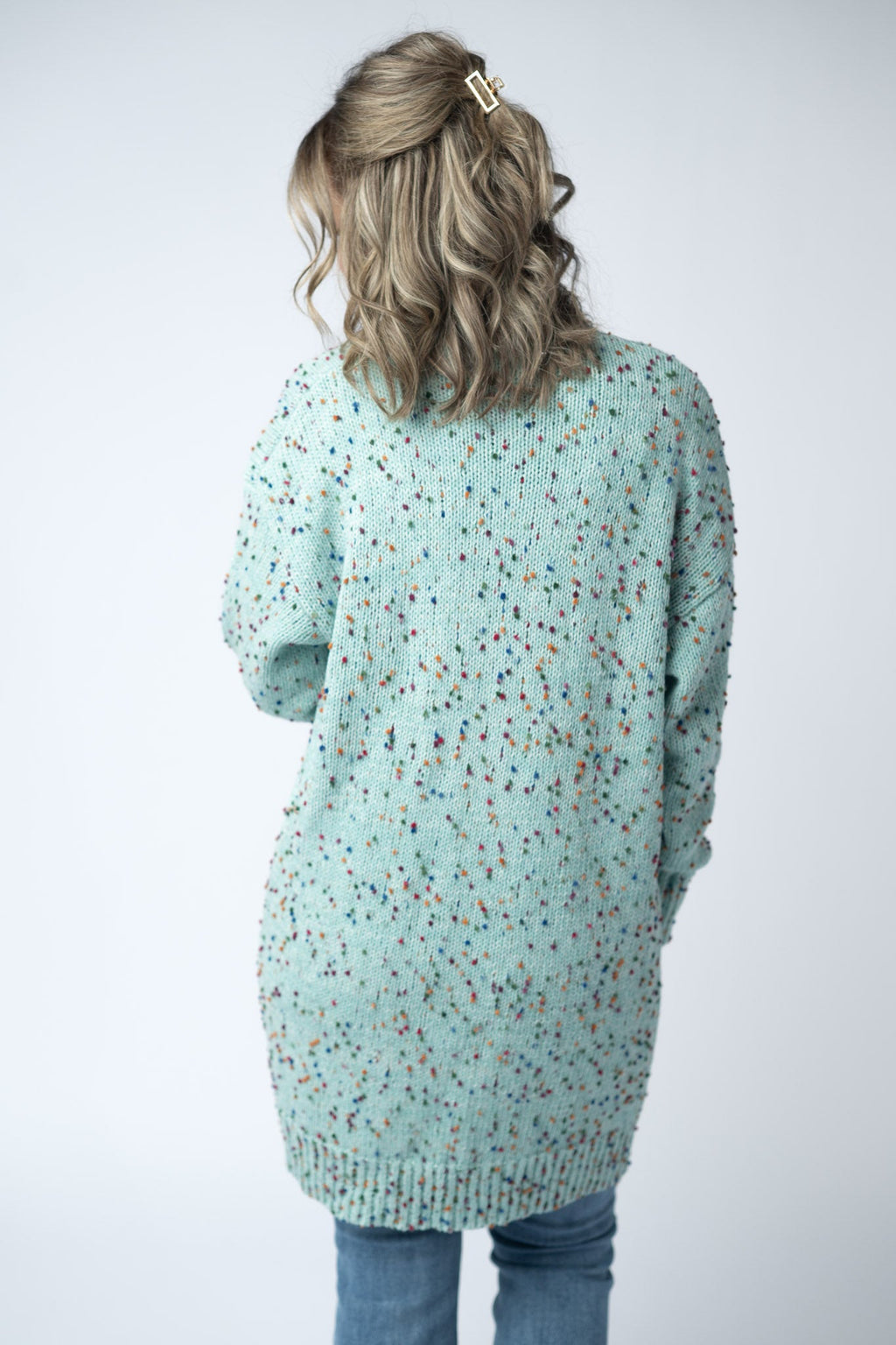 SALE! Carly Confetti Dot Cardigan - Aqua Blue