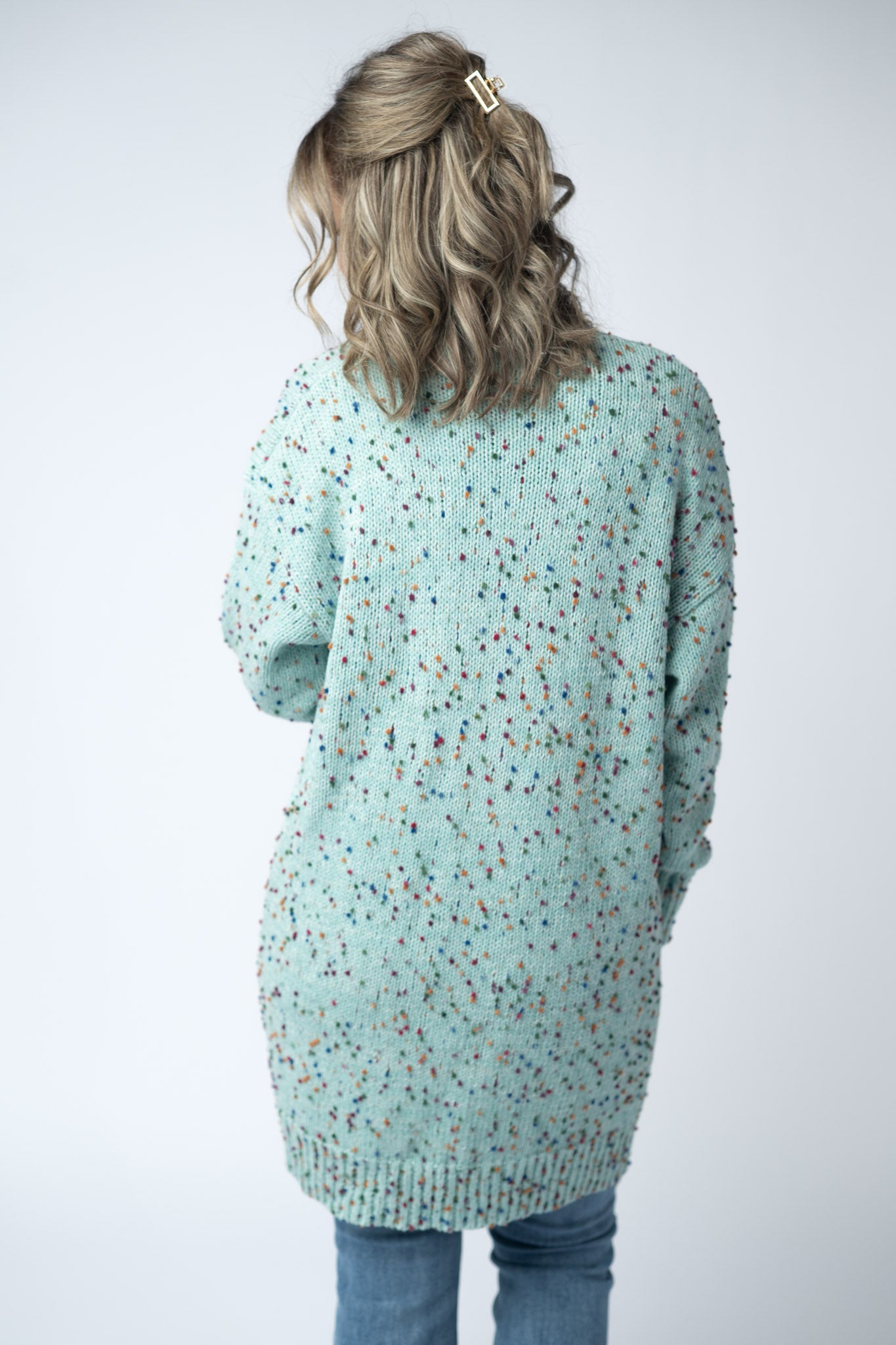 SALE! Carly Confetti Dot Cardigan - Aqua Blue