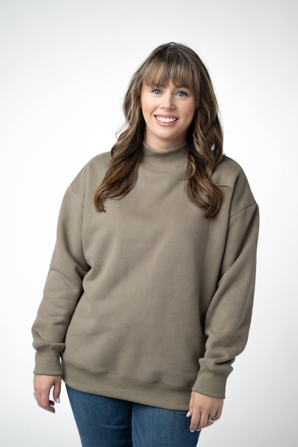 Marley Mock Neck Sweatshirt - Taupe