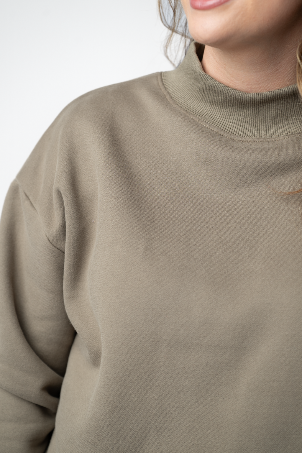 Marley Mock Neck Sweatshirt - Taupe