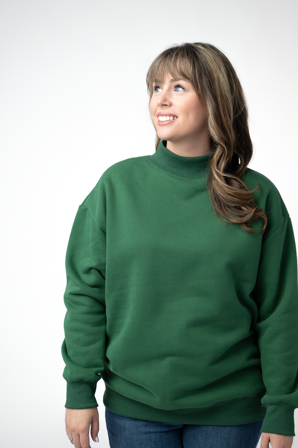 Marley Mock Neck Sweatshirt - Forest Green