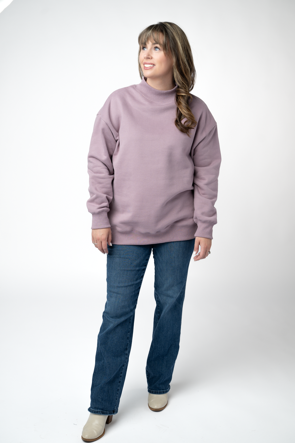 Marley Mock Neck Sweatshirt - Mauve