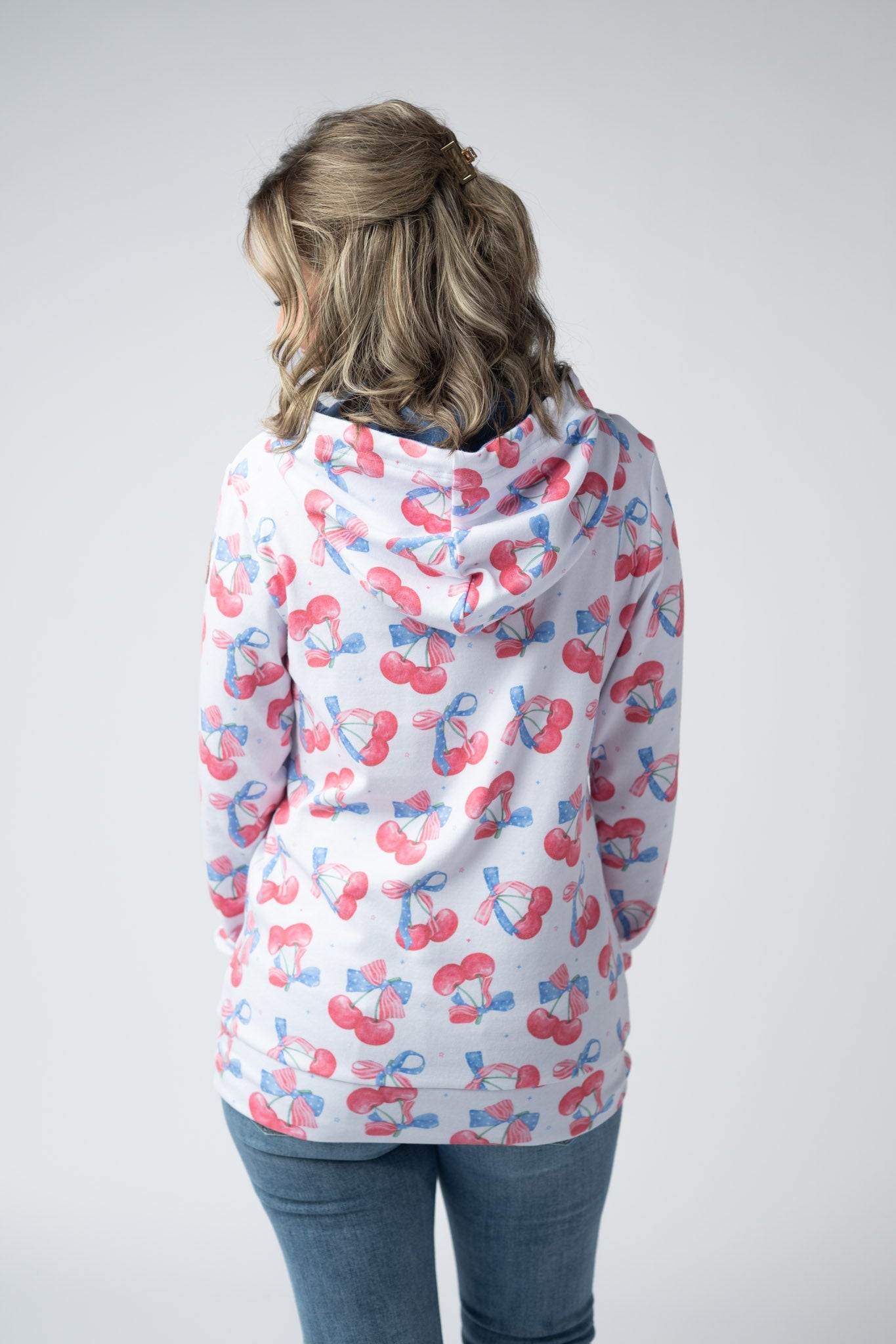 Hailey Pullover Hoodie - Patriotic Cherries
