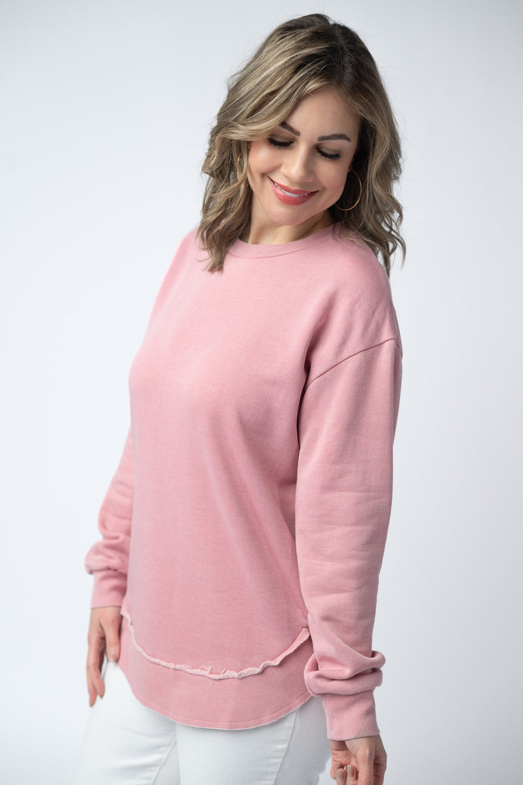 Vintage Wash Pullover - Dusty Pink