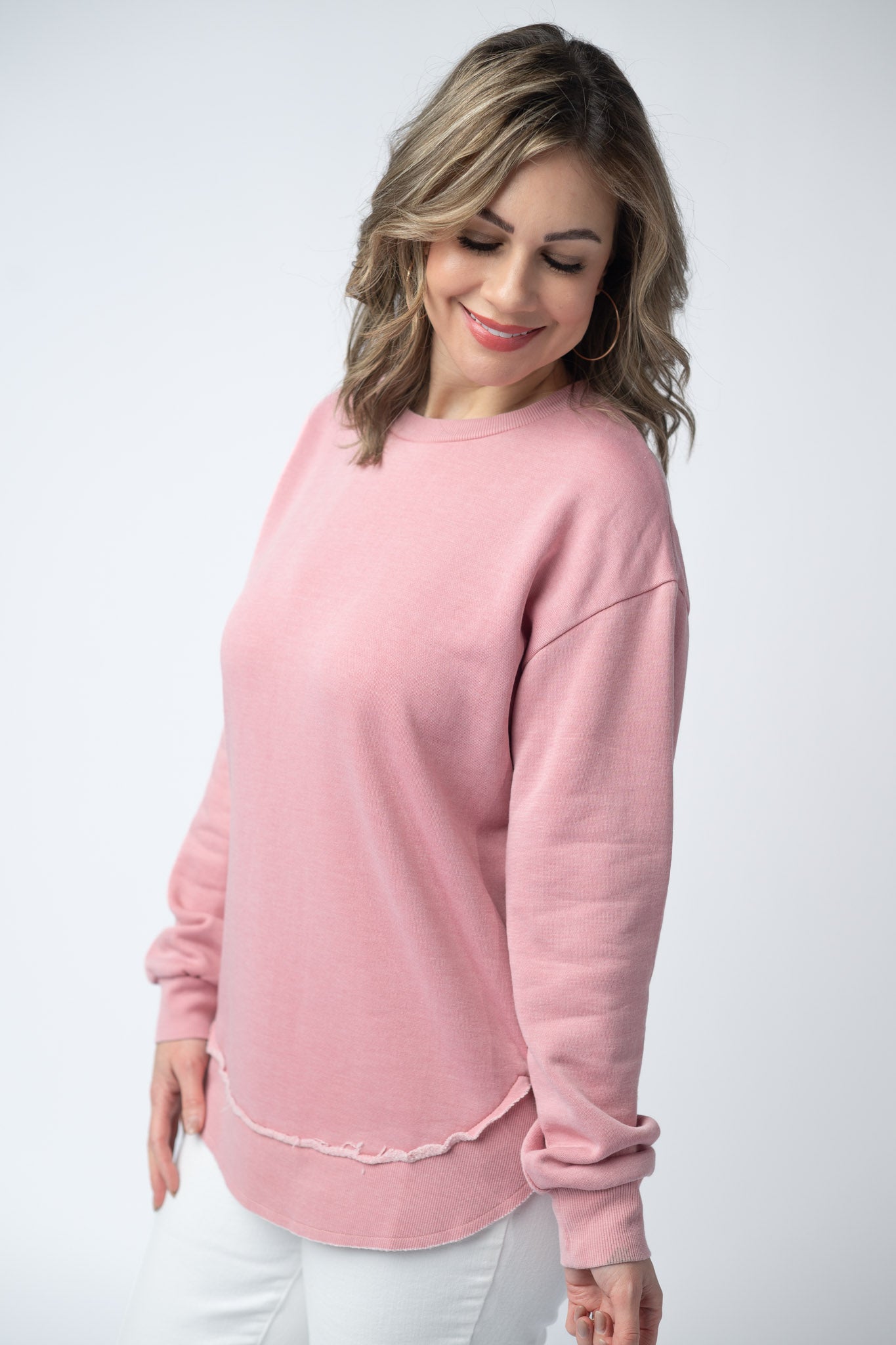 Vintage Wash Pullover - Dusty Pink