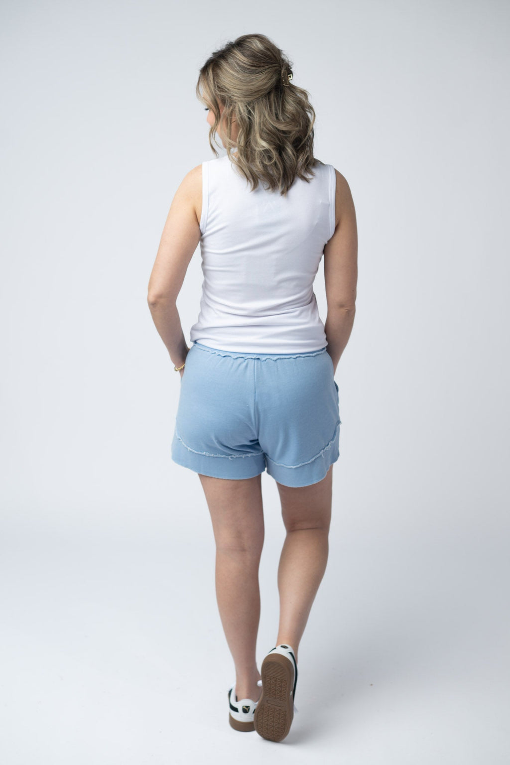 French Terry Stevie Shorts - Dusty Blue