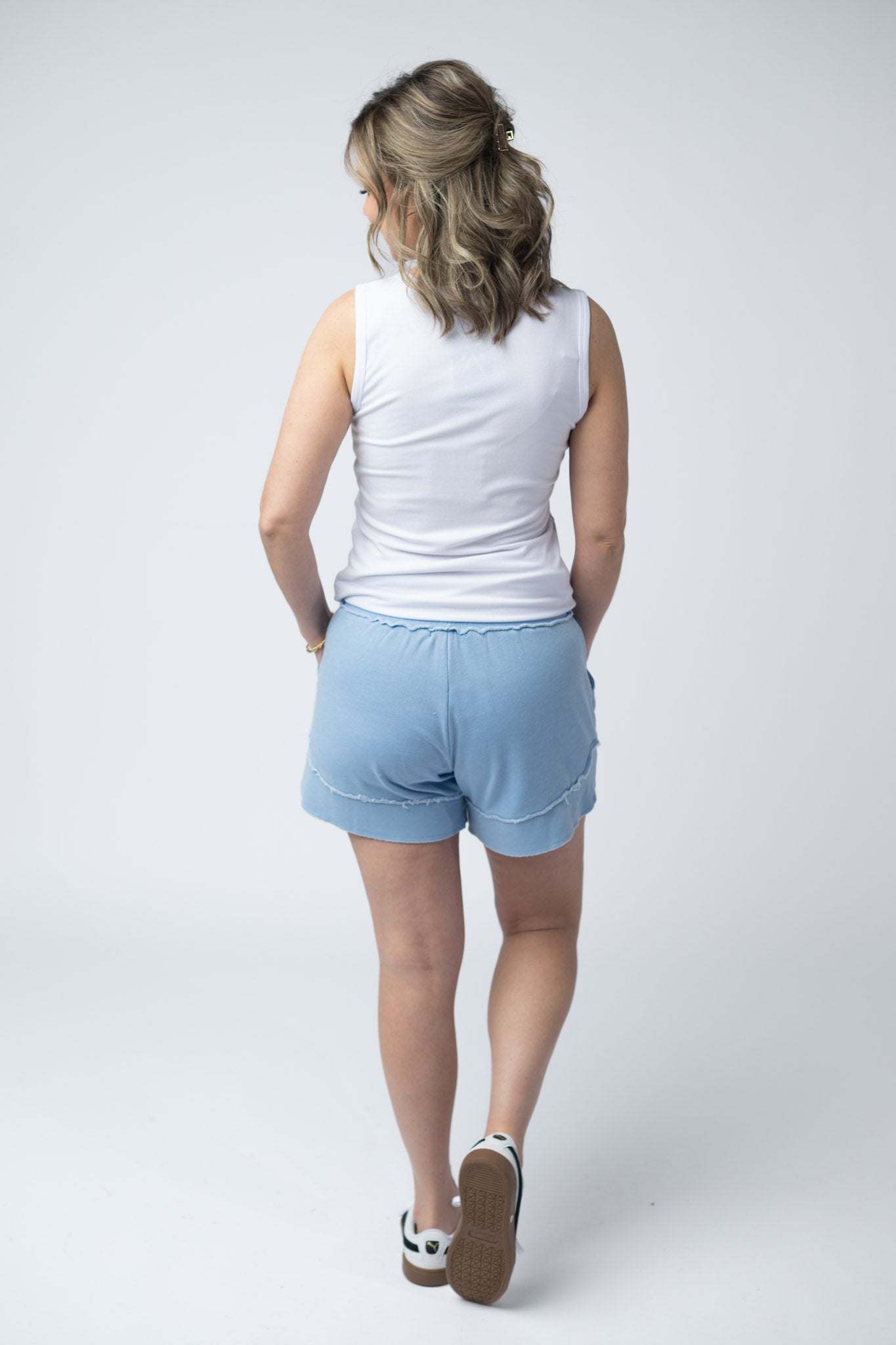 French Terry Stevie Shorts - Dusty Blue
