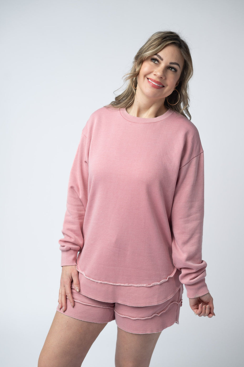 Vintage Wash Pullover - Dusty Pink