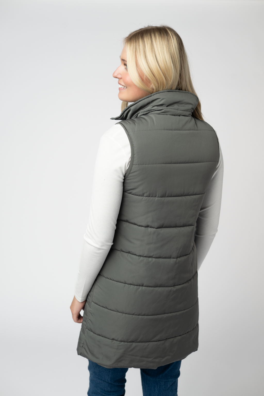 Harlow Long Vest - Grey