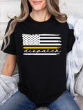 Dispatch Flag Tee in Black- Short or Long Sleeve!