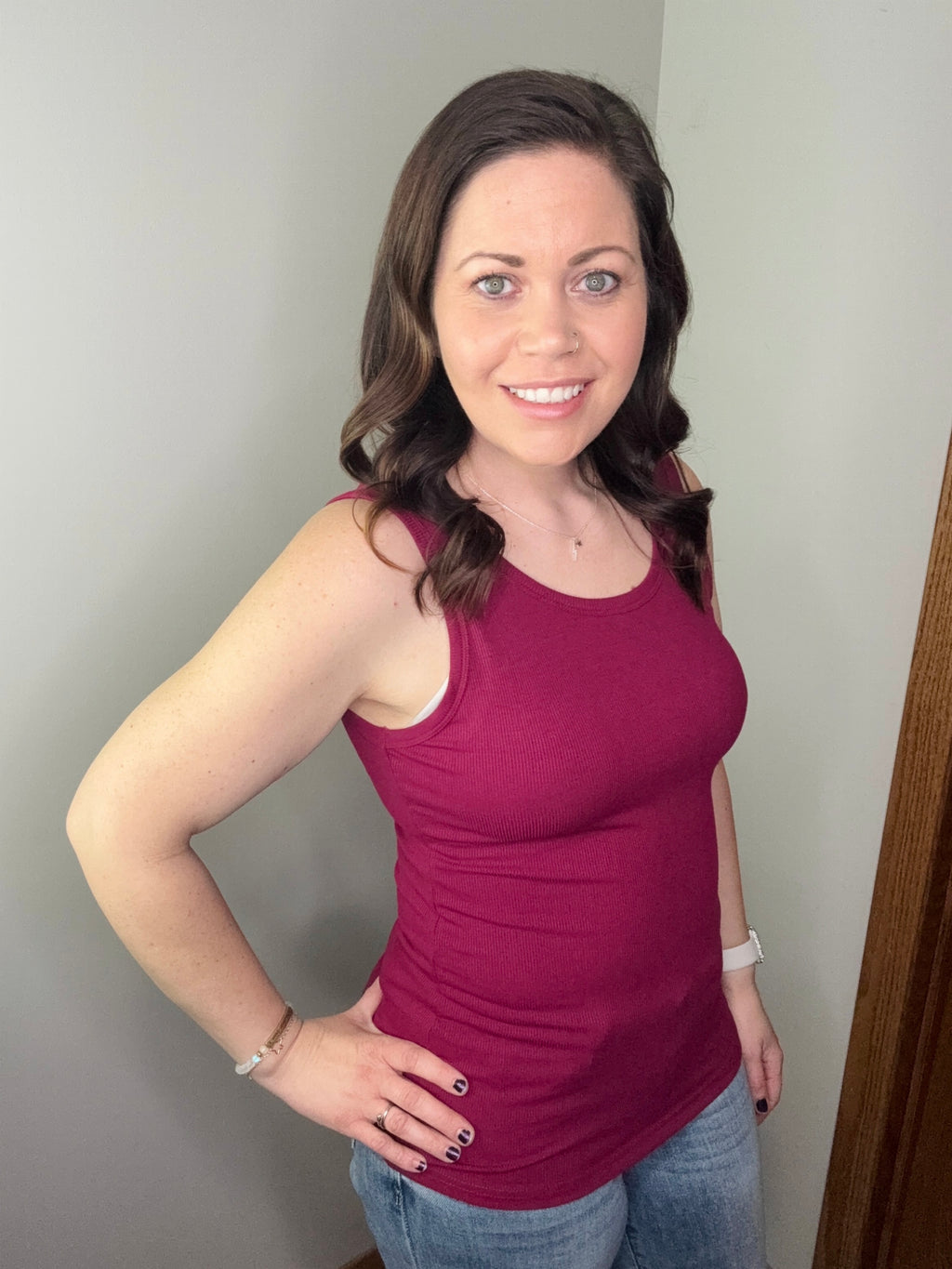 Hold Tight A Little Longer Tank in Wine FINAL SALE