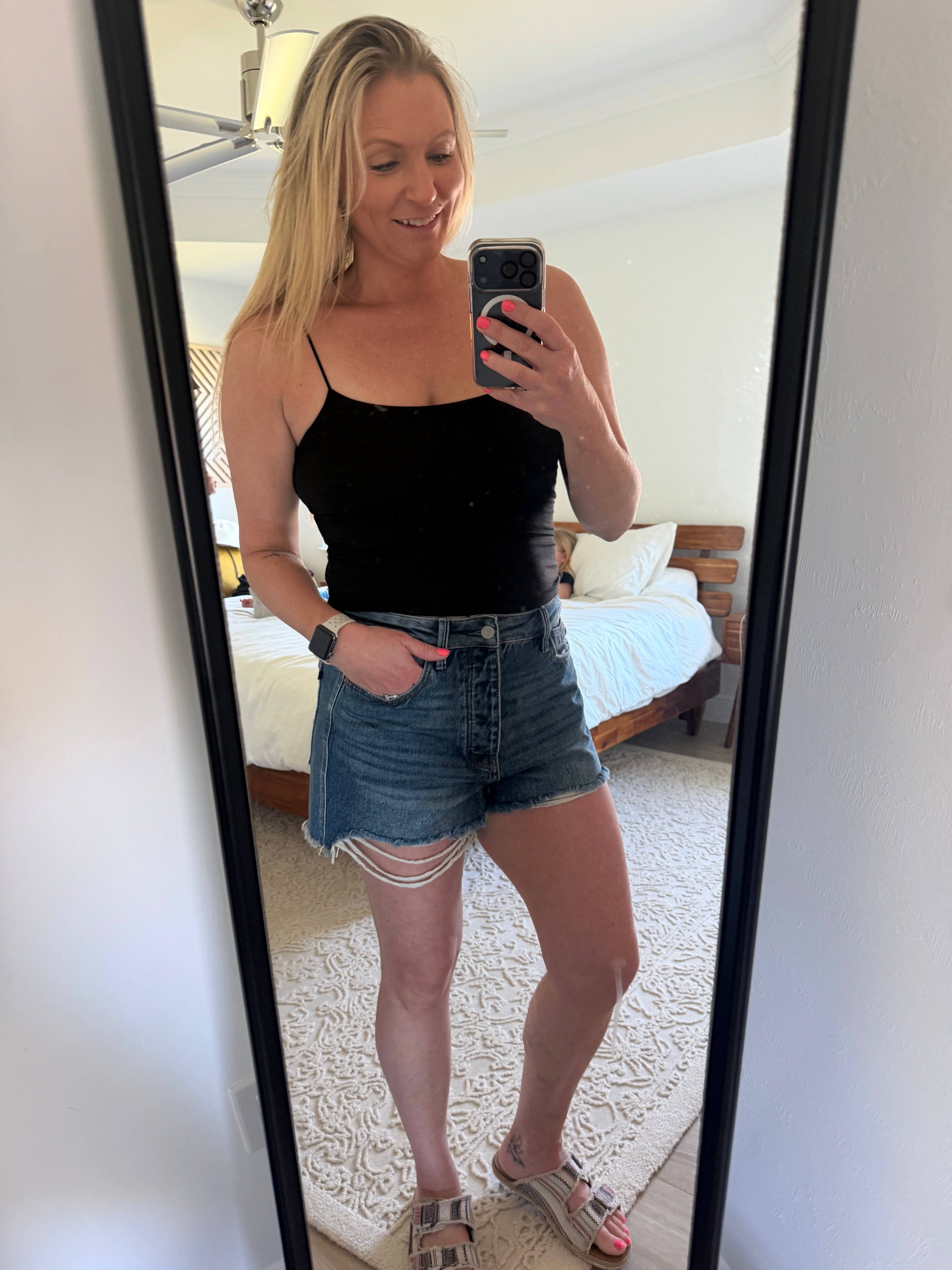 Double Layered Spaghetti Cami- Black