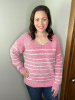 Load image into Gallery viewer, **Cozy Striped Sweater - Red
