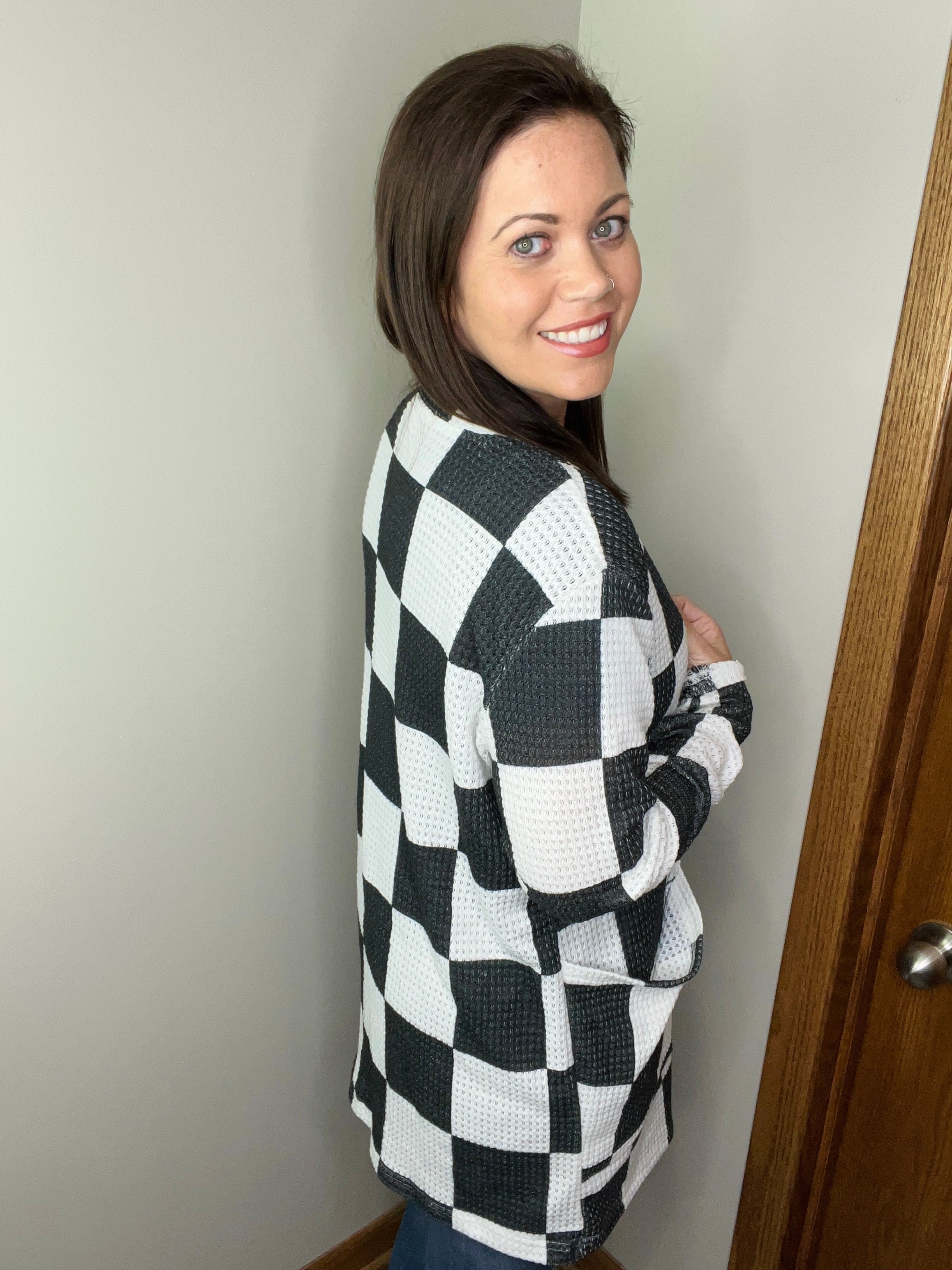 Lola Cardigan in Black Checkered