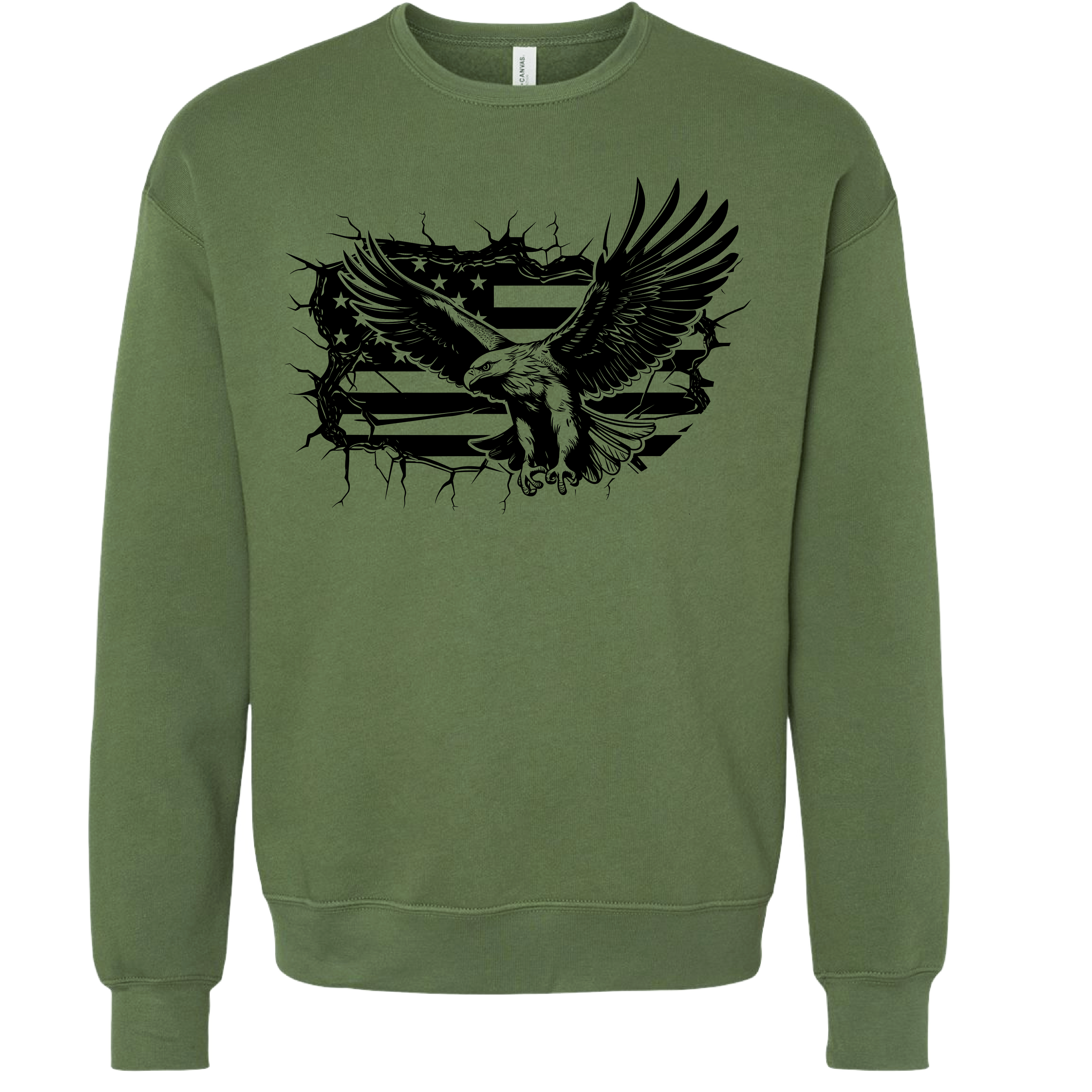 Eagle Flag  in Military Green in Tee OR Crew