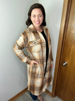 Load image into Gallery viewer, Down Home Long Flannel In Brown/Tan
