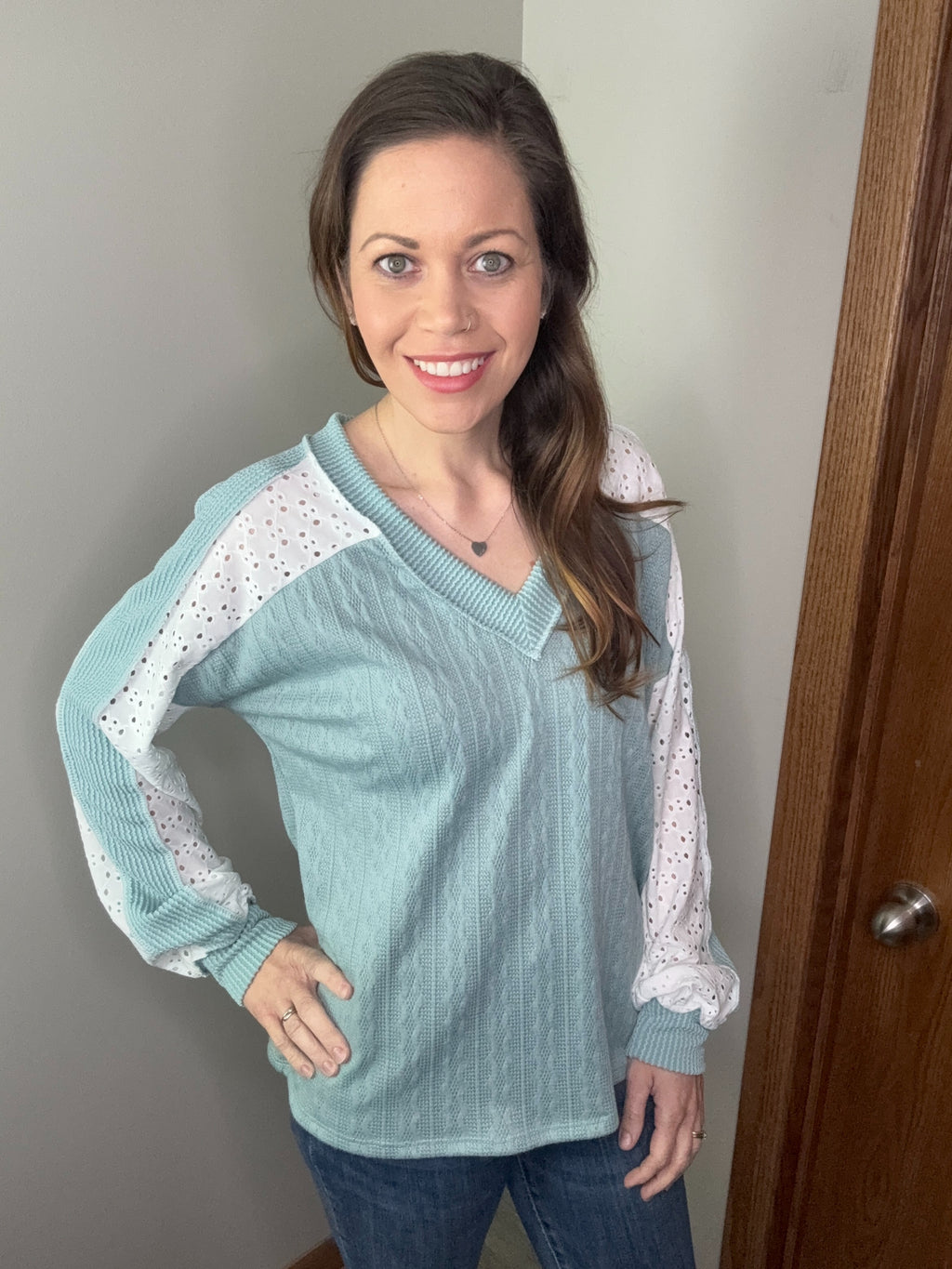 Lace Haven Top in Sage