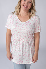 Load image into Gallery viewer, Sarah Ruffle Short Sleeve - Pretty in Pink Floral
