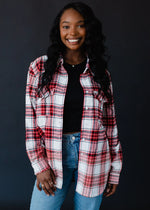 Load image into Gallery viewer, Pair This Flannel In White/Red
