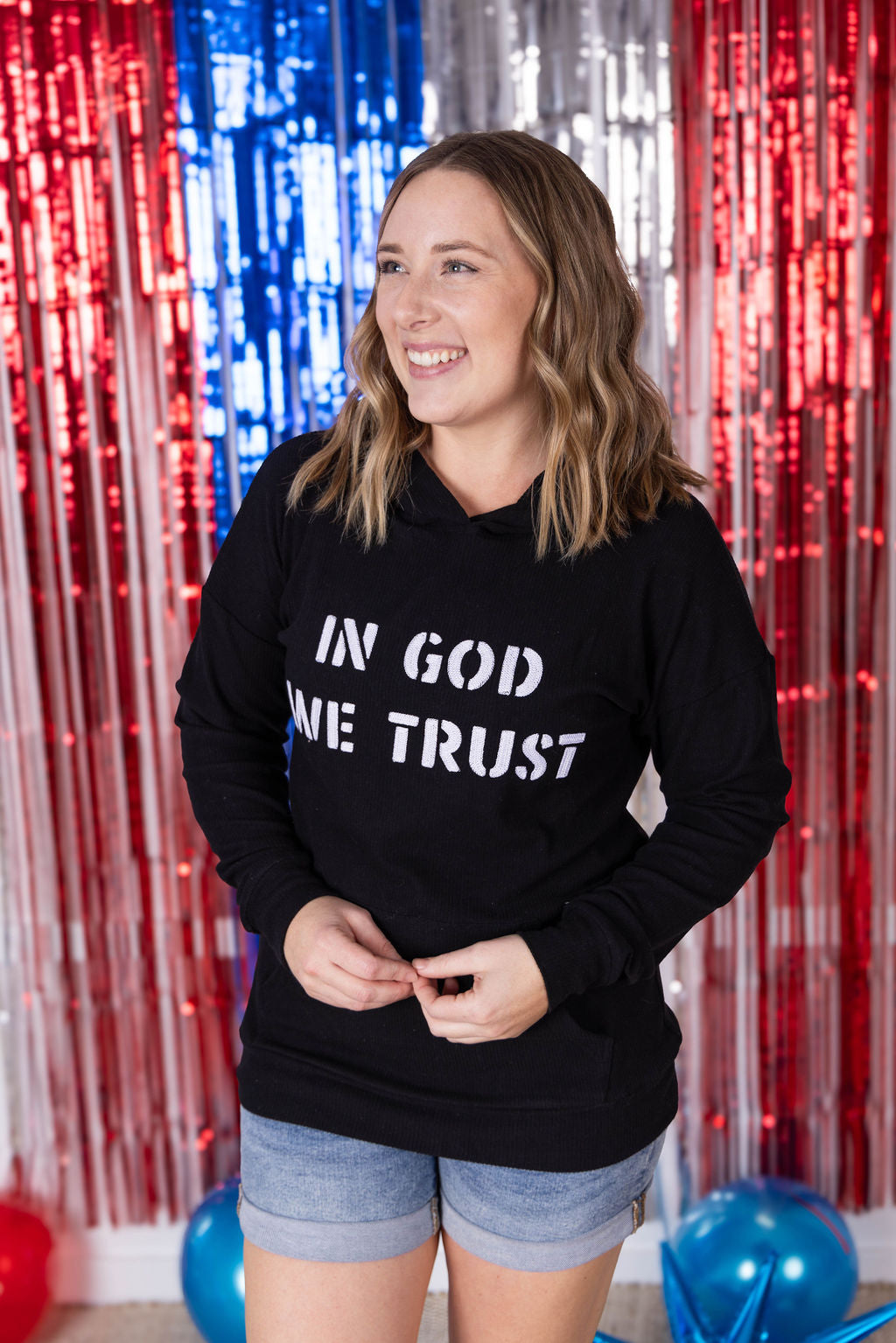 Corrine Embroidered Hoodie - In God We Trust