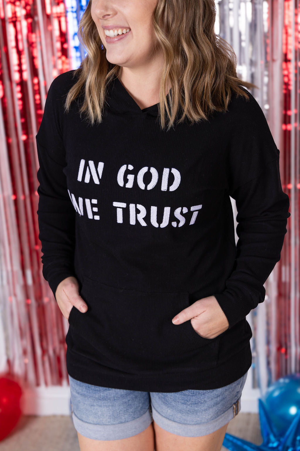 Corrine Embroidered Hoodie - In God We Trust