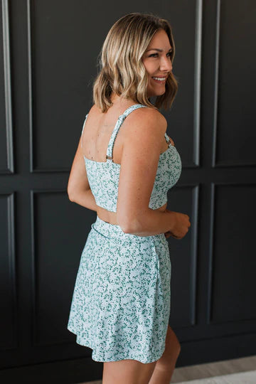 Coast Along Floral Swim Top- Mint