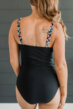Load image into Gallery viewer, From The Shore One-Piece Swimsuit- Black &amp; Multi-Color Leopard
